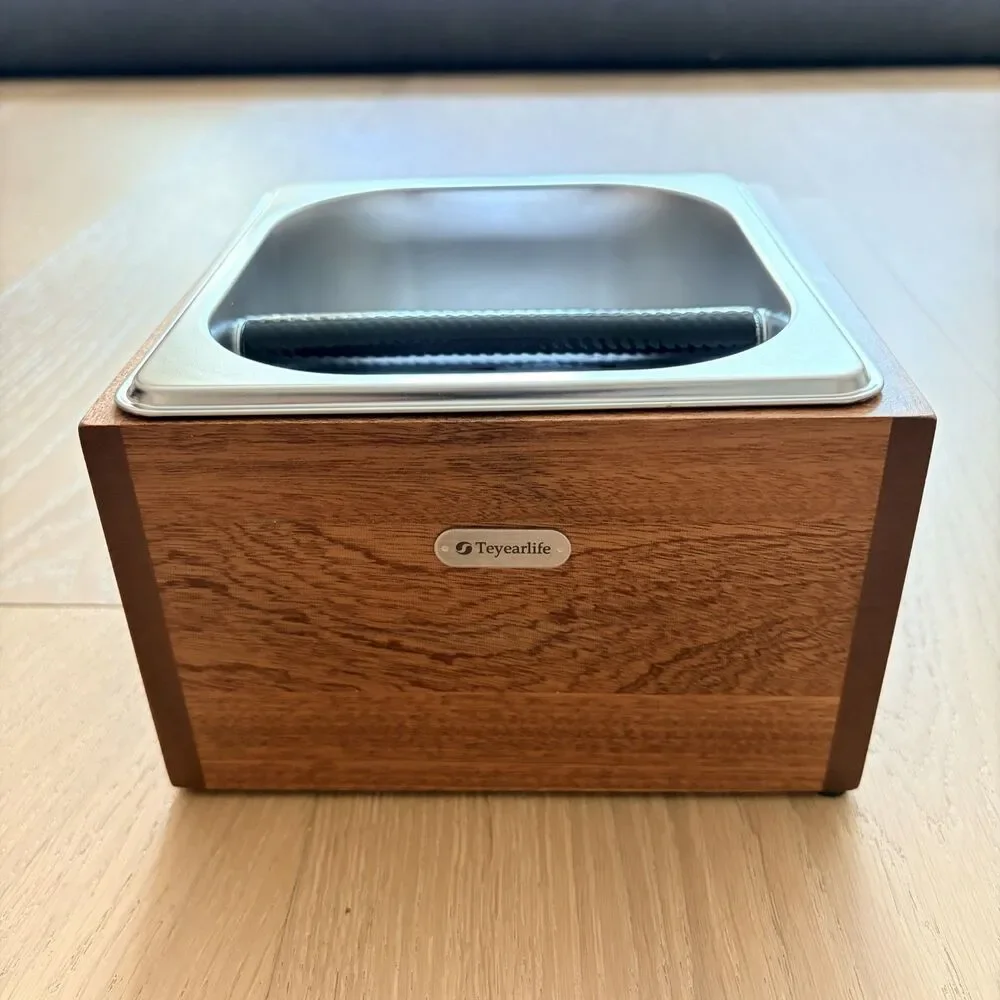Solid Wood and Stainless Steel Espresso Knock Box NEW